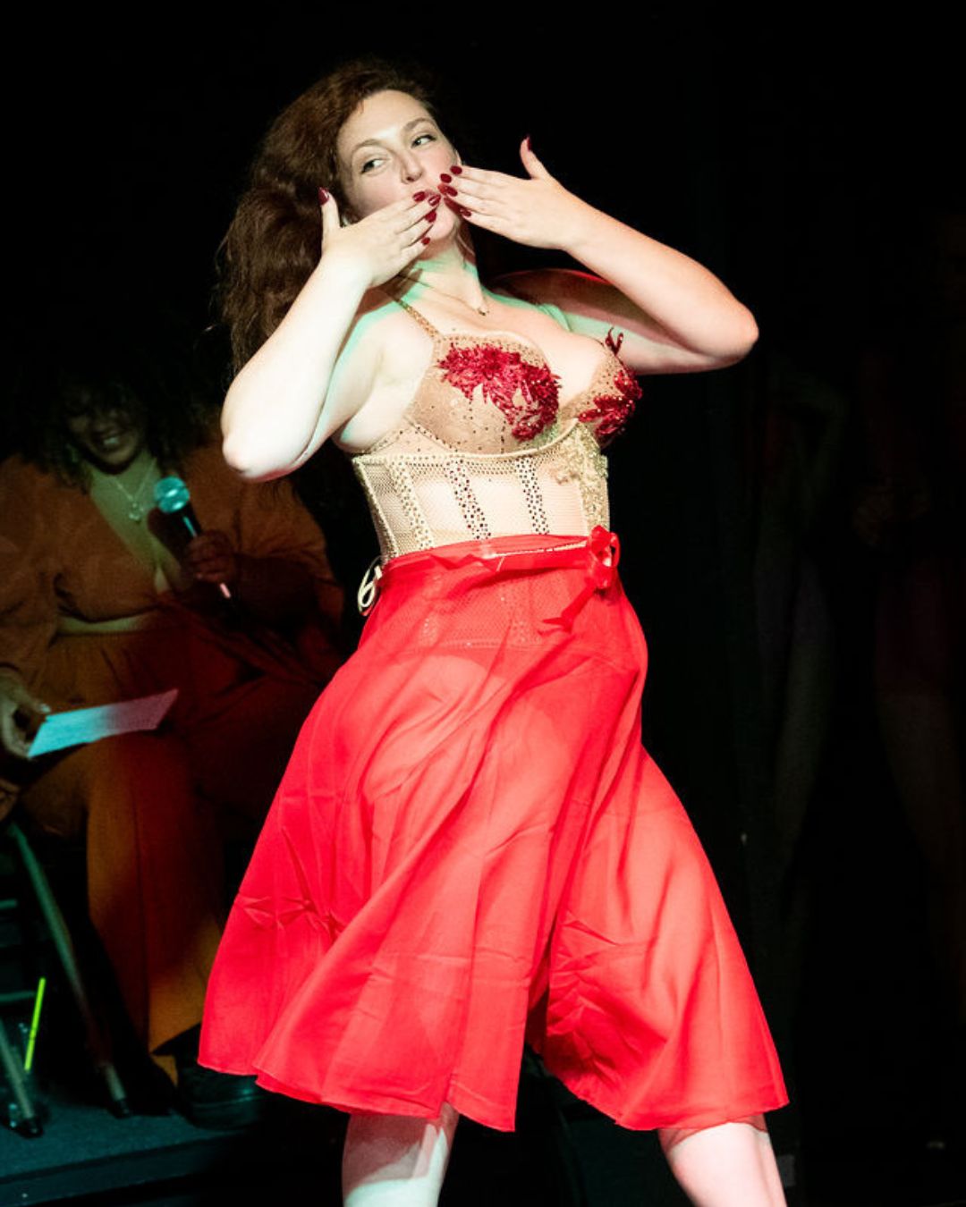 News writer Jadie Troy-Pryde performing at a burlesque show