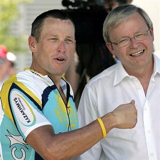 Lance Armstrong with Australia's Prime Minister Kevin Rudd