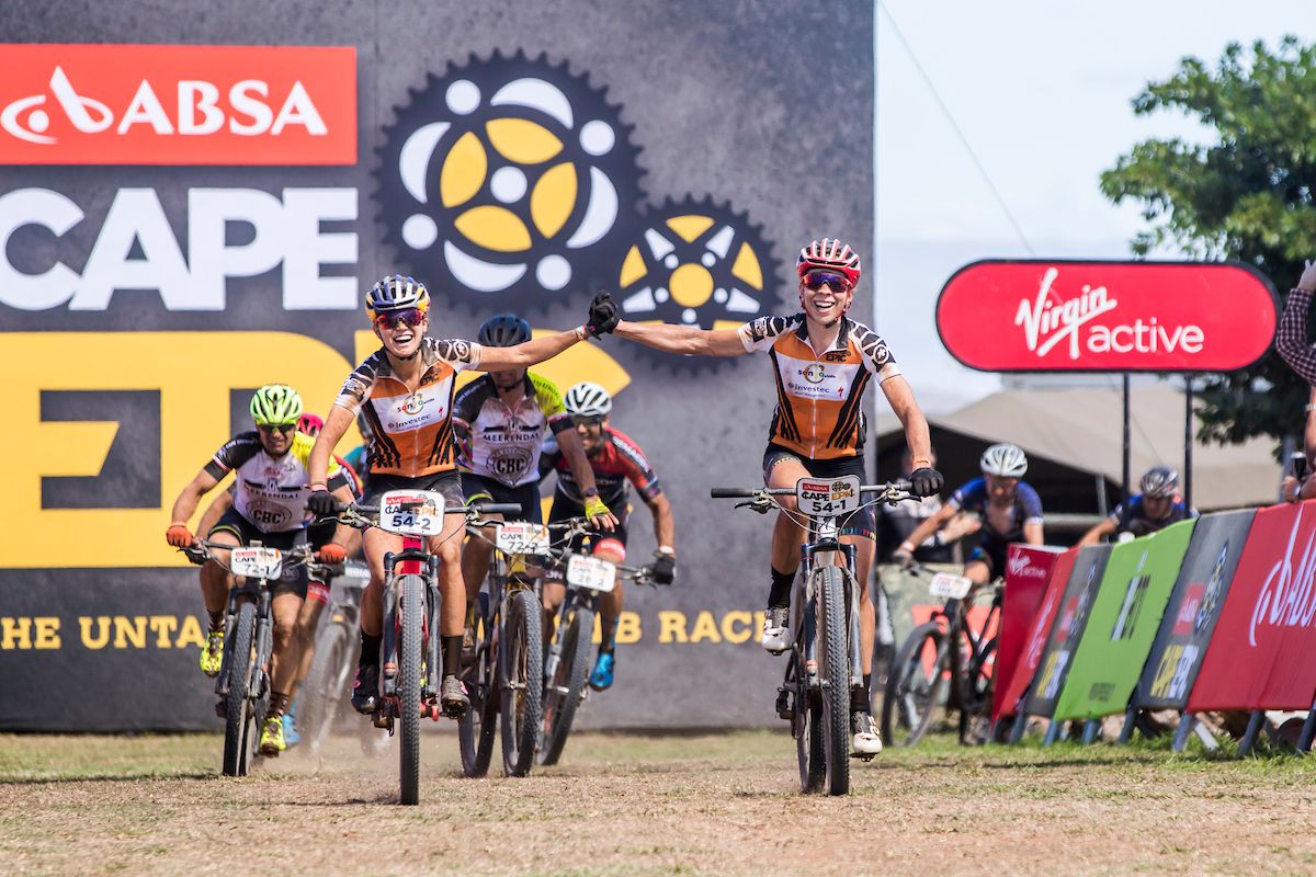 Annika Langvad and Kate Courtney finish stage 1 at Cape Epic