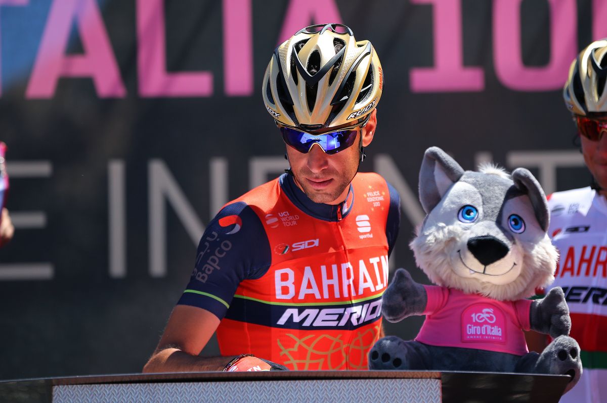 Bahrain-Merida's leader Vincenzo Nibali at sign on