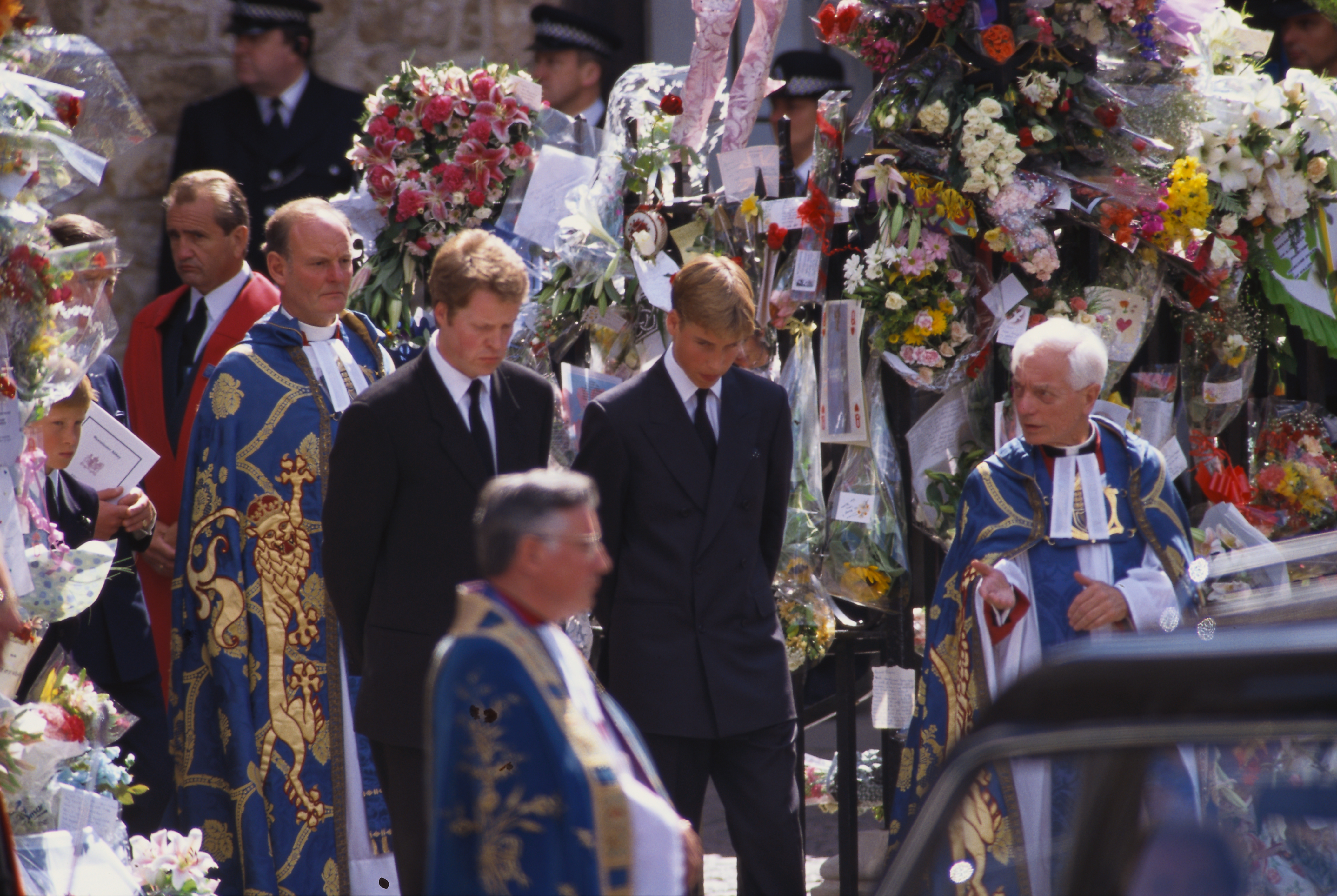 Earl Spencer and Prince William outside Westminster Abbey at Princess Diana&#039;s funeral