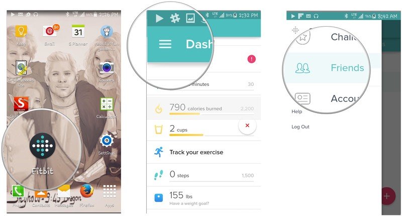 launch, tap menu, tap friends in menu