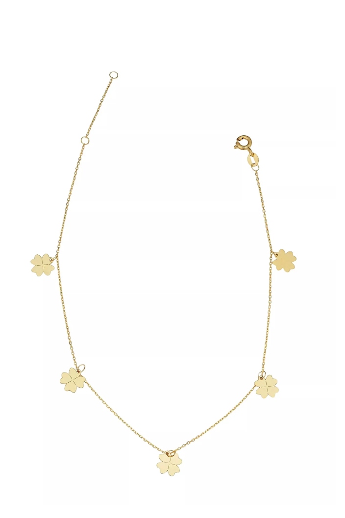 14k Yellow Solid Gold Lucky You Anklet