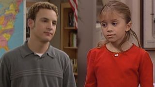 From L to R: Cory talking to Mr. Feeny in the Boy Meets World series finale, Michelle talking to DJ in the Full House series finale.