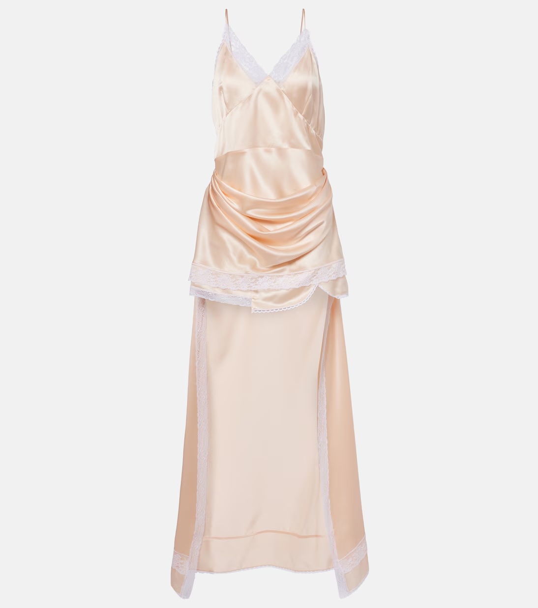 Magda Butrym peach lace and silk satin dress, with long train