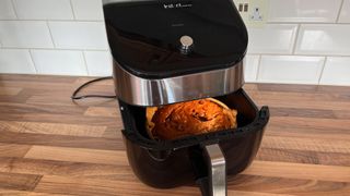 A tin of brownie batter waiting to cooked in the Instant Vortex Plus 6-in-1 air fryer