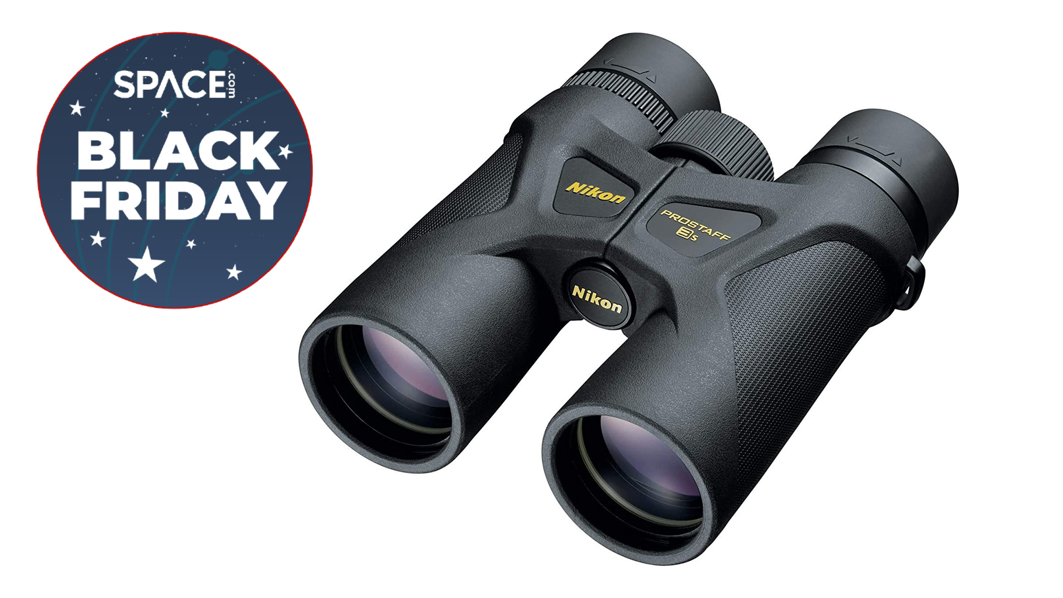 Nikon prostaff 3s 10x42 binoculars on a white background on black friday