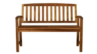 A wooden garden bench with slatted backrest - Wayfair