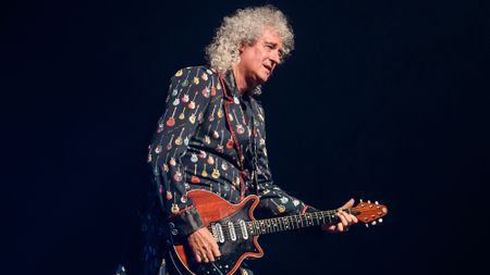 Guitarist Brian May of Queen performs live on stage during a concert at Mercedes-Benz Arena on June 19, 2018 in Berlin, Germany