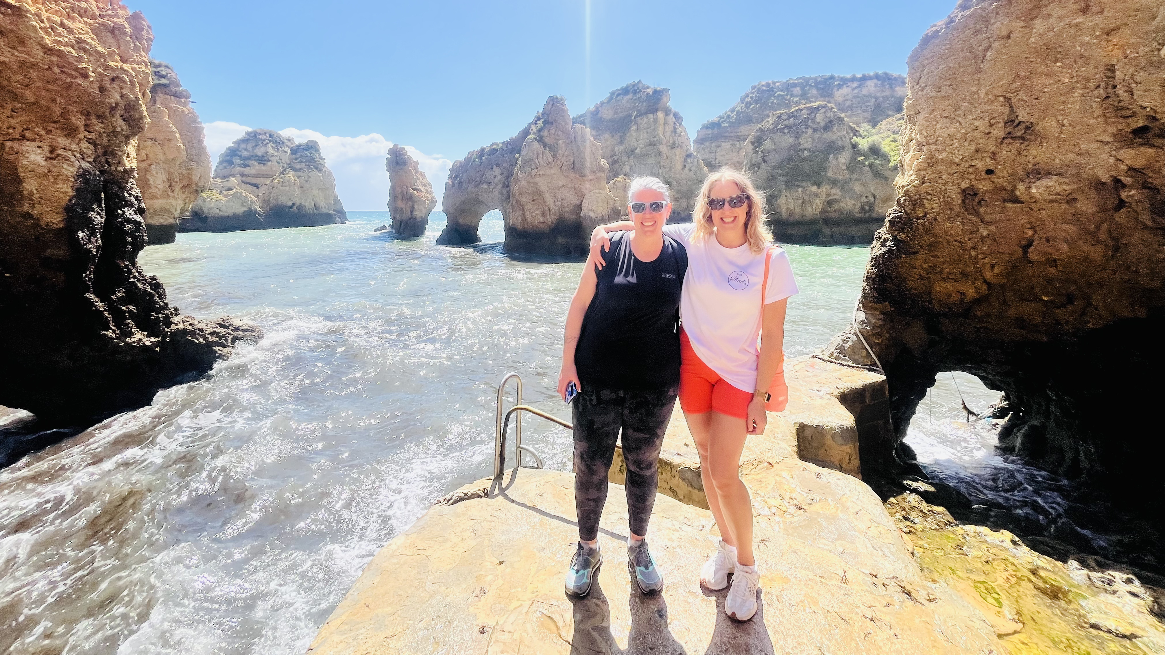 The author (right) on the fitness retreat in Portugal