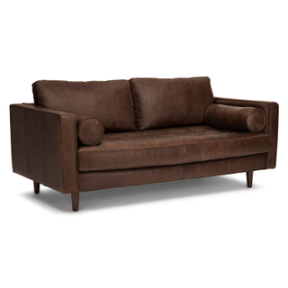 tufted chocolate leather article sofa