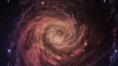 Bright spiral galaxy with stars in space. Sci-fi high resolution space wallpaper. Elements of this image furnished by NASA.