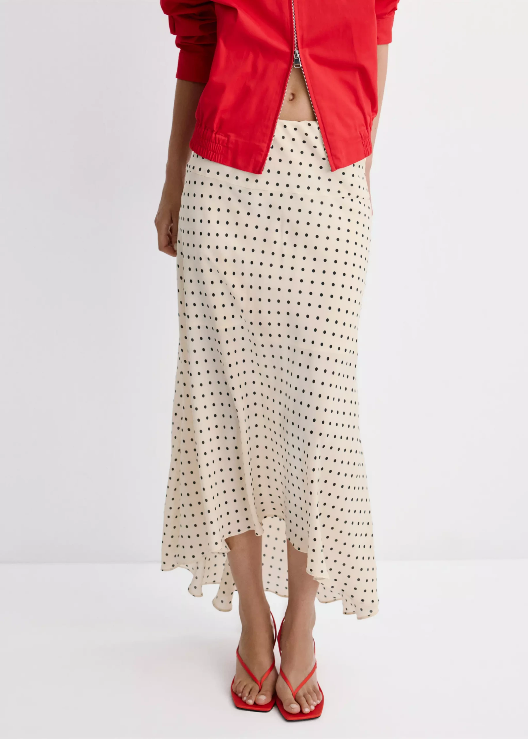 Polka Dot Skirt With Asymmetric Hem - Women | Mango United Kingdom