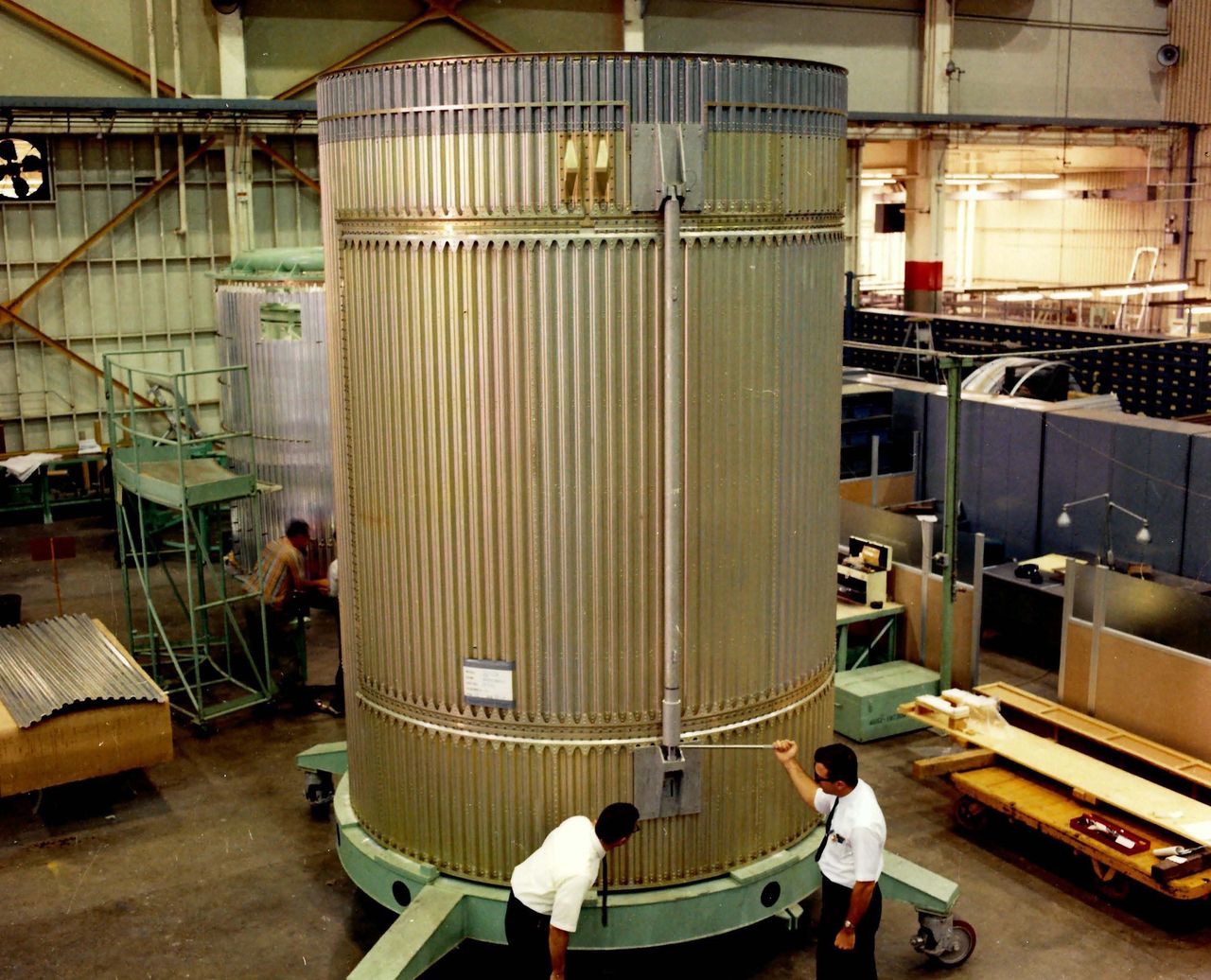 Inspecting a MOL laboratory segment.