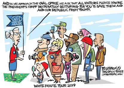 Political Cartoon U.S. White House Tour Trump