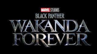The official logo for Black Panther: Wakanda Forever, with silver writing on a black background