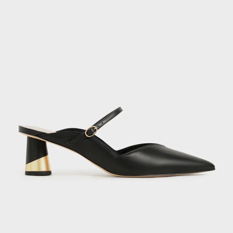 Cammie Metallic Sculptural Heel Mules cut out
