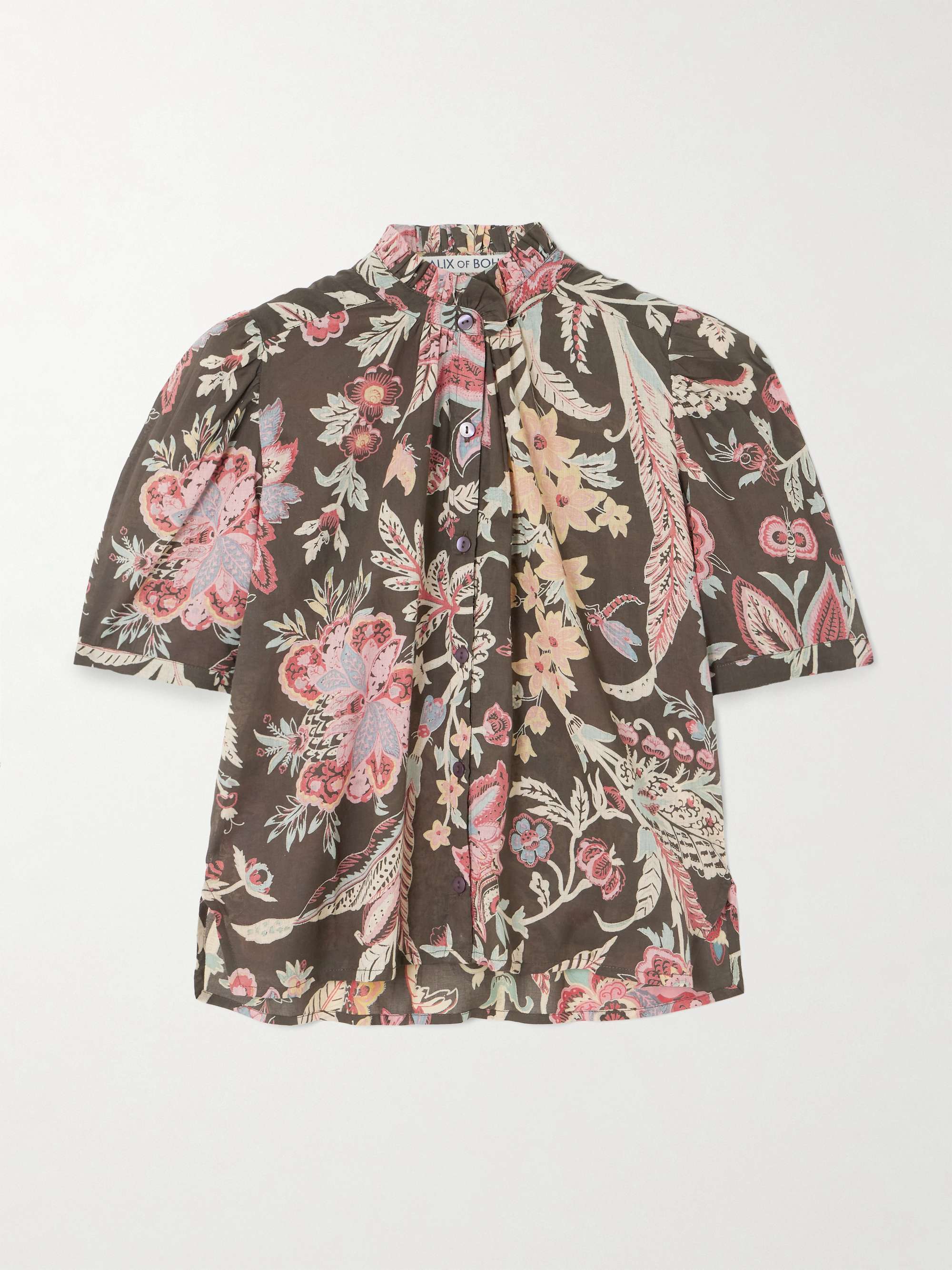 Winn Ruffled Floral-Print Cotton-Voile Shirt