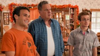 adam, barry and murray nervously surprised on the goldbergs