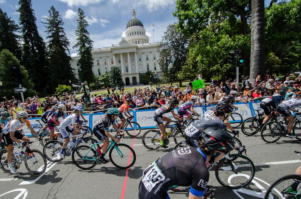 Riders leave the start line in downtown Sacramento