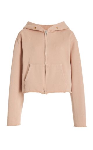 Pink cotton open hem hoodie