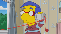 Screenshot of Milhouse on tin can phone in The Simpsons