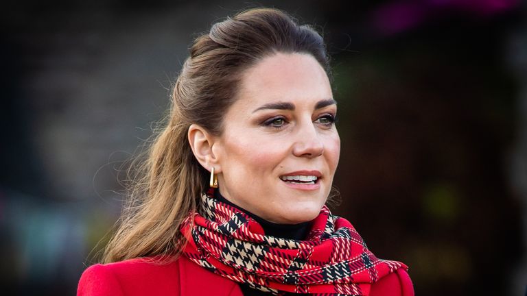 Catherine, Duchess of Cambridge during a visit to Cardiff Castle with Prince William, Duke of Cambridge on December 08, 2020 in Cardiff, Wales