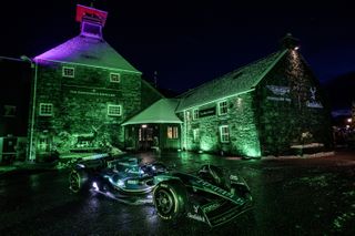 Courtesy Glenfiddich x Aston Martin Formula One Team collaboration: car at distillery