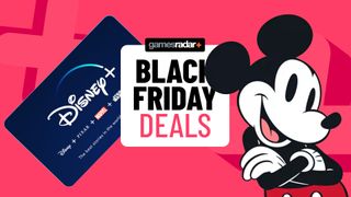 Disney Plus gift card and Mickey Mouse beside a 'Black Friday deals' badge
