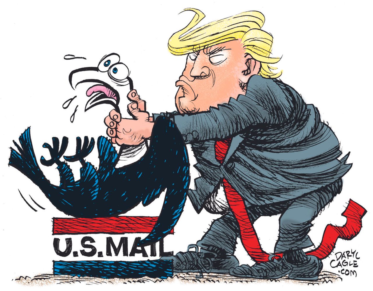 Political Cartoon U.S. President Trump Kills Postal Service USPS