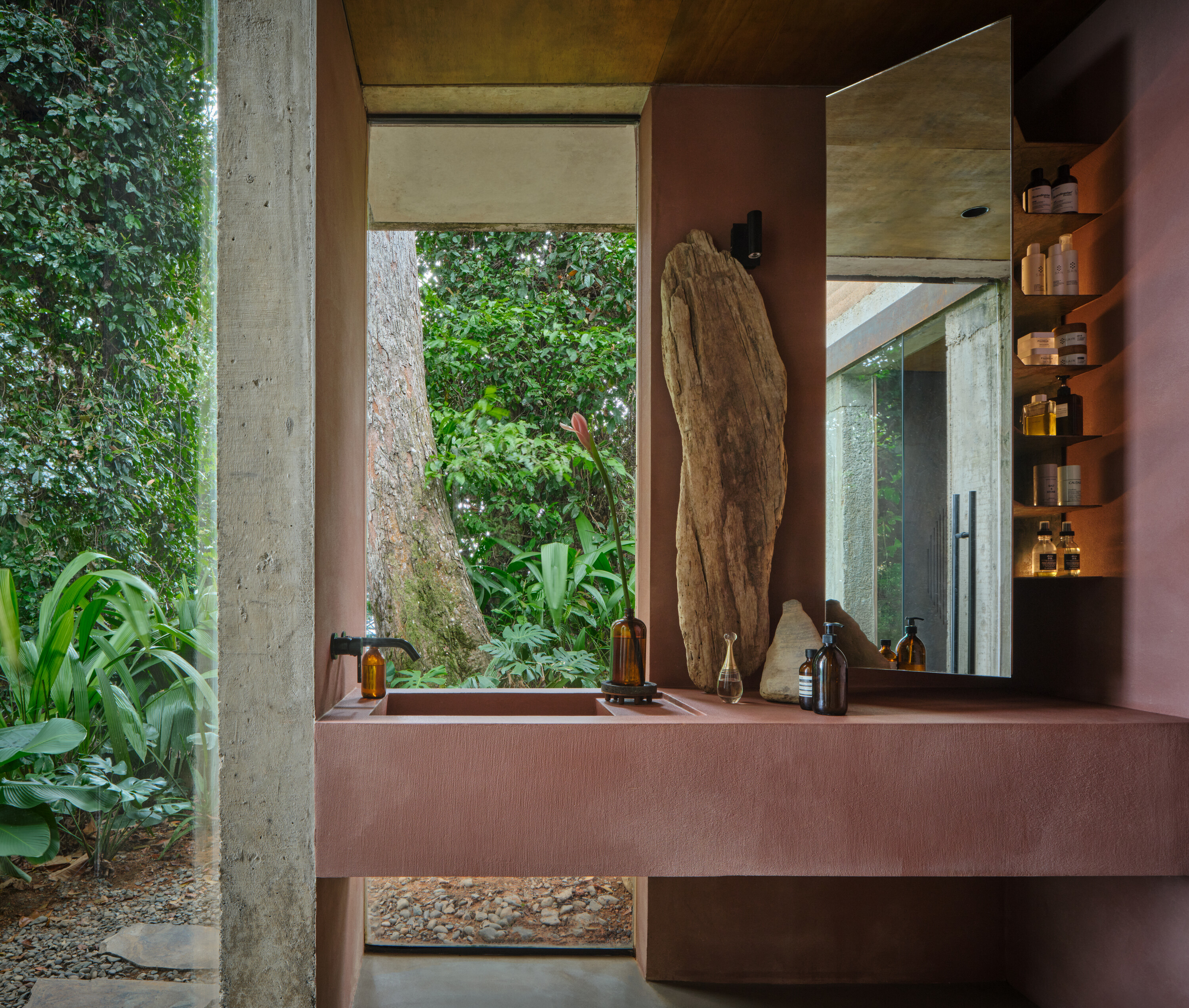 The bathroom on the lower level
