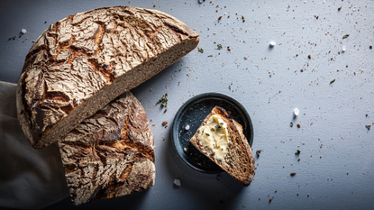 Bread and butter with grains of salt
