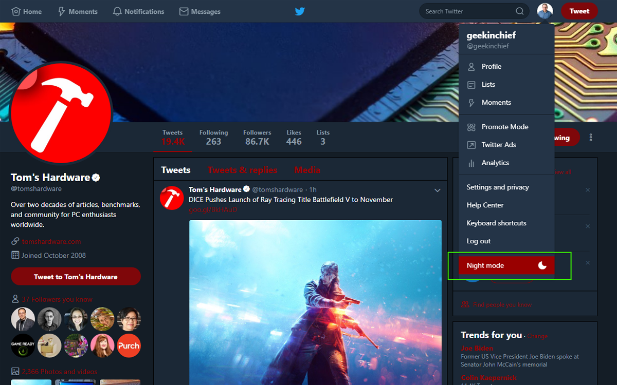 Twitter Night Mode
