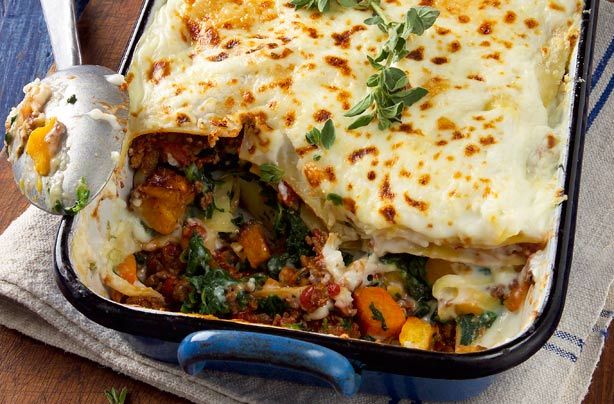 Quorn, squash and spinach lasagne