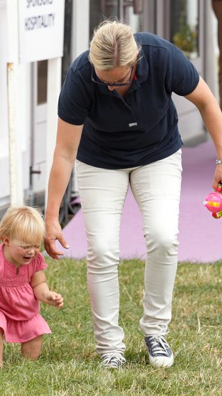 Zara Phillips and daughter Lena Tindall attend day 3 of the Festival of British Eventing at Gatcombe Park on August 9, 2015 in Stroud, England