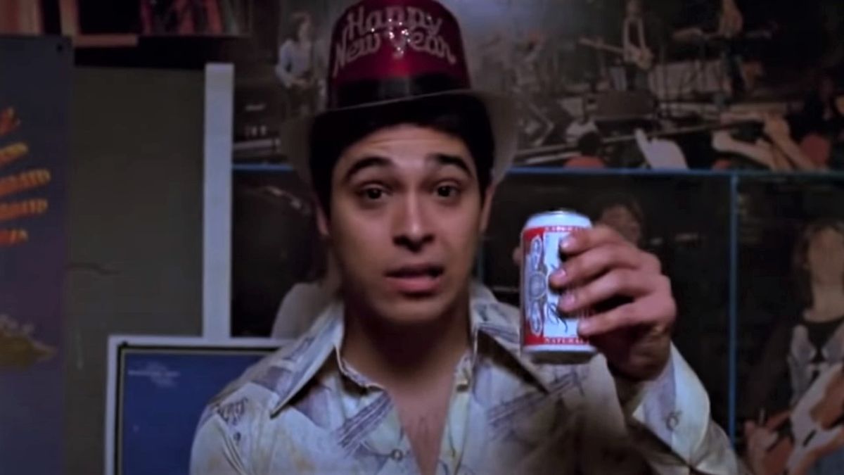 Fez drinking beer in basement circle on That &#039;70s Show