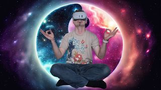 Meditating in VR while wearing a Meta Quest 3