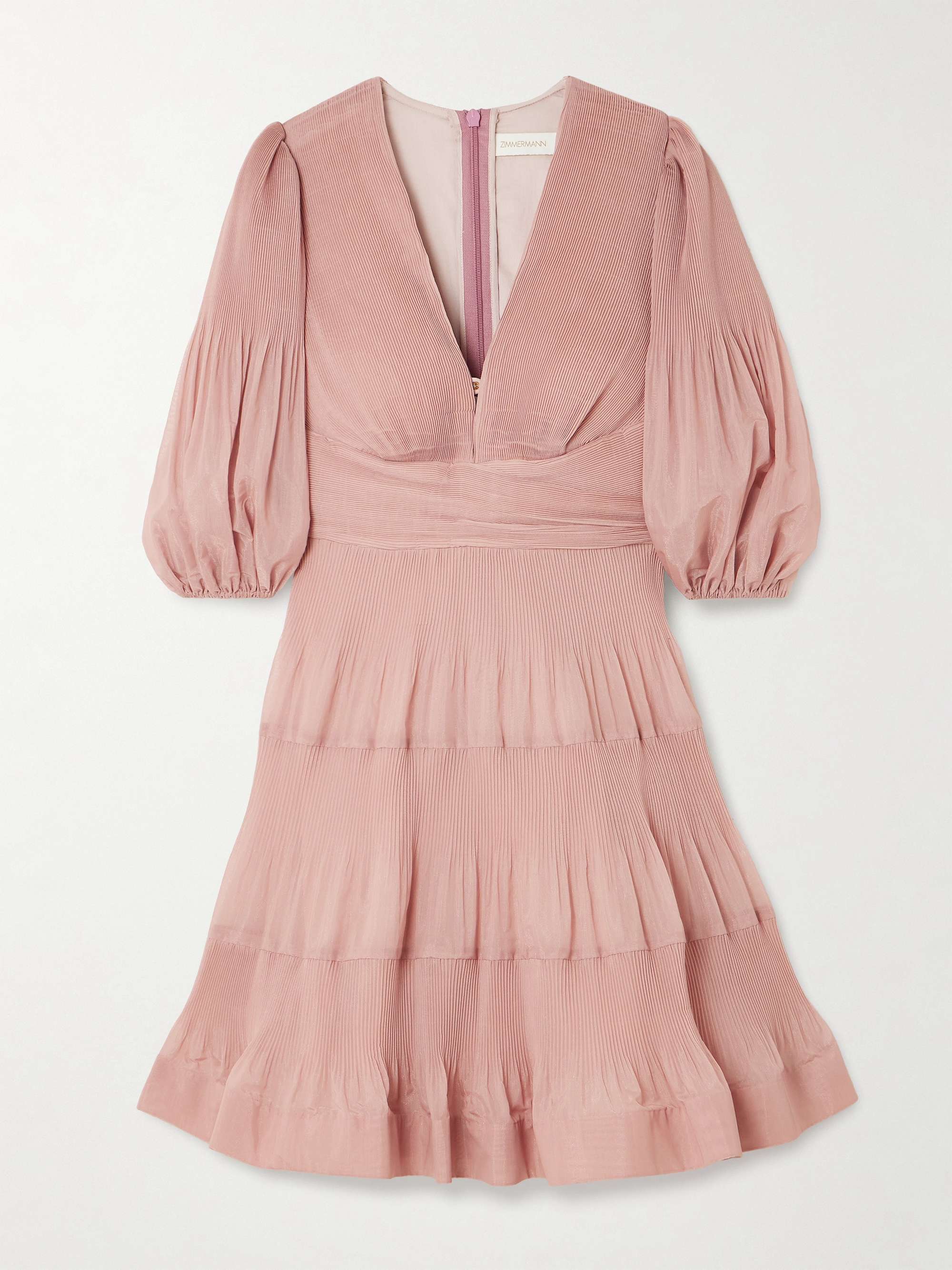 Tiered Pliss&amp;eacute; Silk-Organza Mini Dress