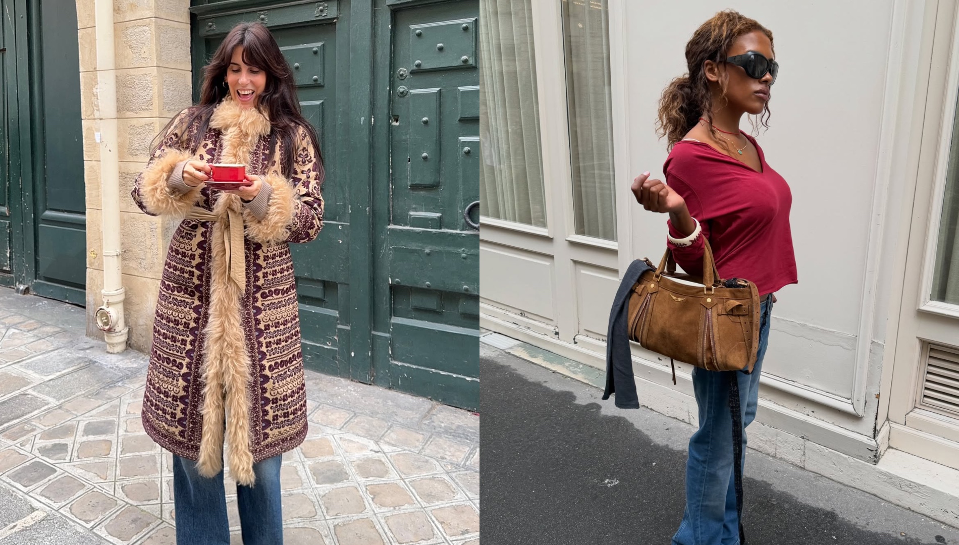 Influencers in fall trends and jeans.