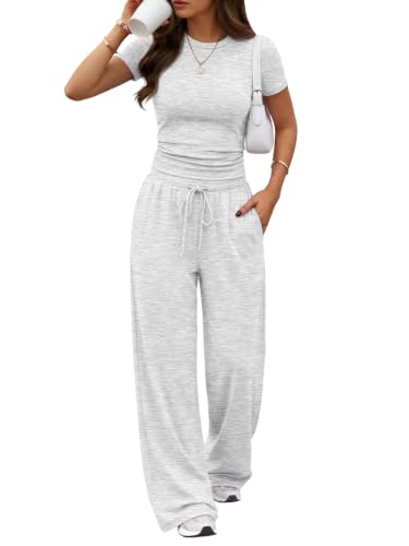Trendy Queen Womens 2 Two Piece Set 2026 Summer Workout Vacation Gym Clothes Fall Fashion Lounge Matching Airport Travel Outfit Resort Wear Fitness Athleisure Clothing