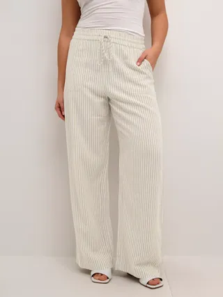 Kaffe Kamilia Stripe Linen Blned Trousers