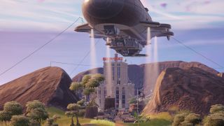 One of the new blimps on the Fortnite Map