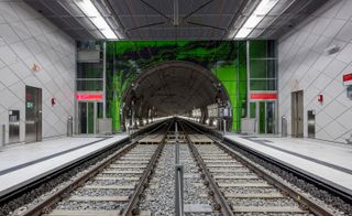 Widening at the respective stations before continuing on its path’.