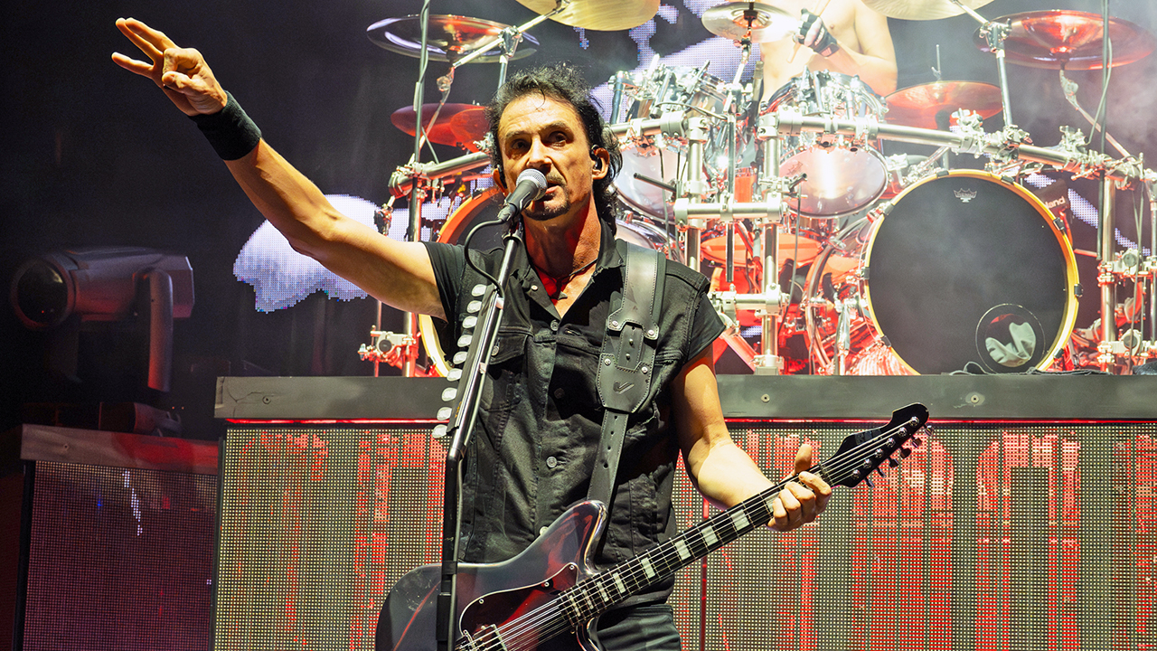 Joe Duplantier of Gojira perform at Shoreline Amphitheatre on October 06, 2024 in Mountain View, California. (Photo by Steve Jennings/Getty Images)