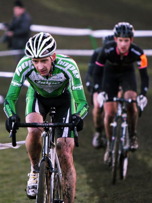 Paul Oldham hammers away from the field