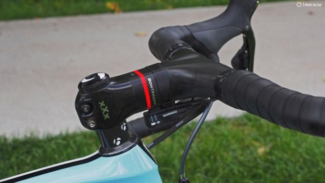 Katie Compton (Trek Factory Racing) stands at 1.65m (5ft 5in) tall but she runs a very forward position, which requires a 120mm-long stem