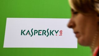 Kaspersky labs logo pictured against a green background.