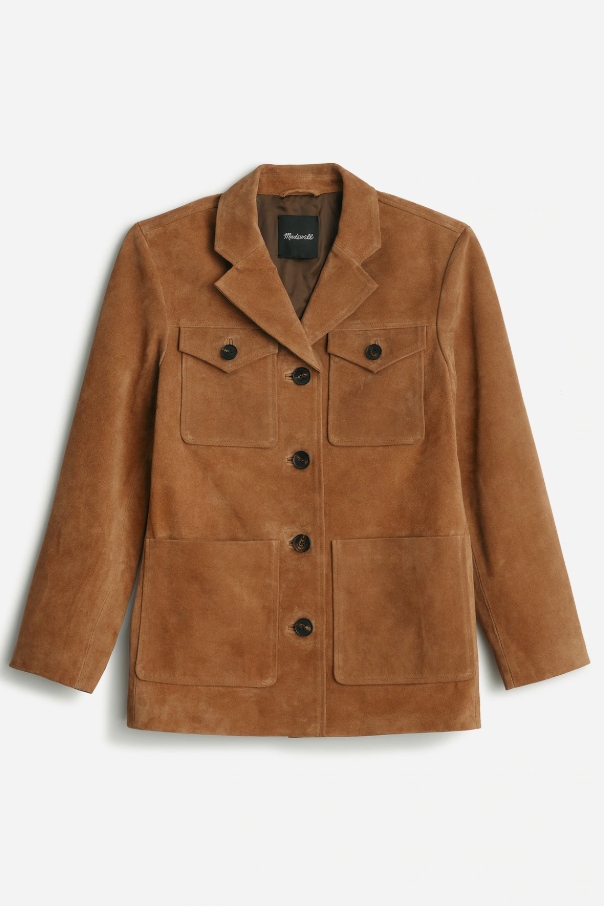 Madewell , Long Chore Blazer in Suede