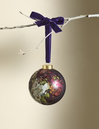 Purple Glass Floral Bauble