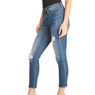 Jagger Distressed Raw Hem Skinny Jeans